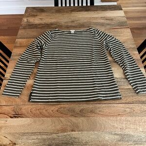 J. Crew Striped Long Sleeved Shirt (Green and White)